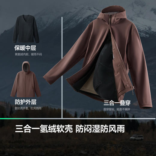 【蕉下精选】蕉下男士三合一氢绒软壳外套 ST01925+ST01825 商品图1