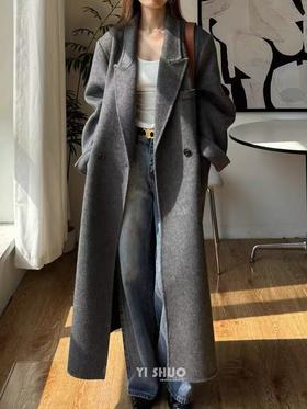 【YW】无忧购韩版宽松廓形百搭正肩双面羊毛大衣8812枪脖领（现货48小时发货）