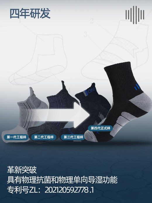 单导功能中筒袜单向速干防磨起泡舒爽透气人体工学袜物理抑菌缓震 商品图3