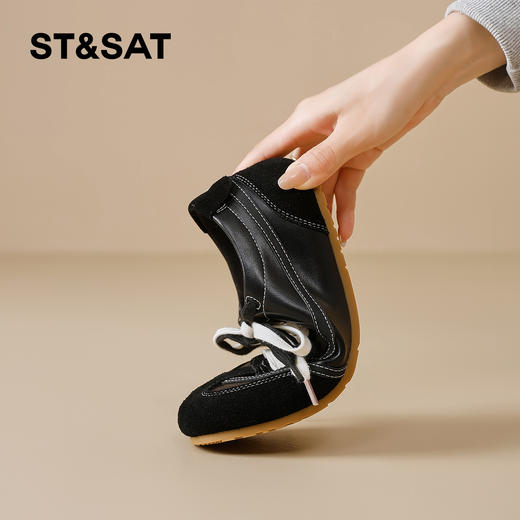 星期六复古系带绒面休闲德训鞋SSD3112T1B 商品图3