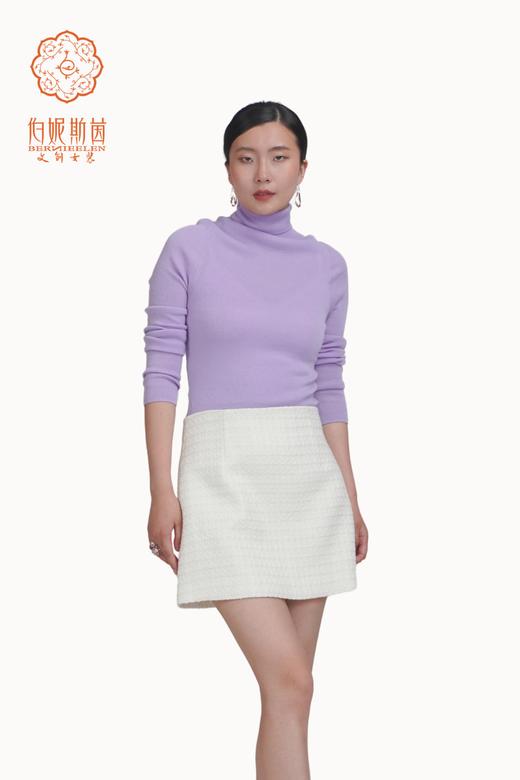 SZ3B53_凝脂色_半裙_秋季_高腰A字短款小香风粗花呢肌理感_高级女装_BERNIEELEN 伯妮斯茵 商品图1