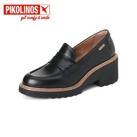 【Pikolinos】  B3F |  派高雁秋季牛皮圆头粗高跟一脚蹬乐福鞋PL259001