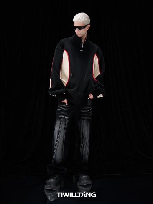 TIWILLTANG启世录“坞昼烛曳”颗粒绒撞色拼接异料包边罗纹卫衣 商品图4