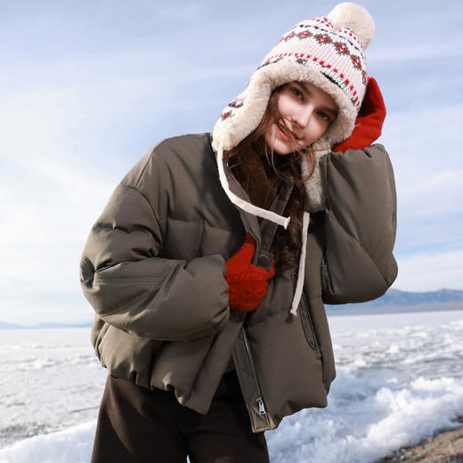 三彩2025冬季新款立领羽绒服90白鸭绒短款面包服休闲M 商品图1