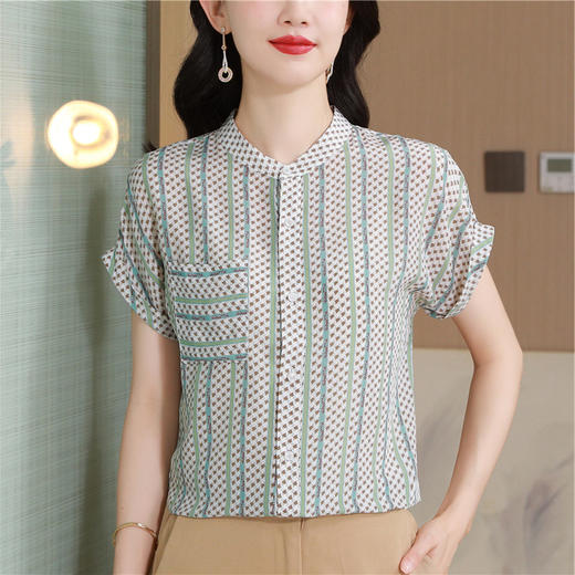 高品质舒适透气上衣女短袖夏薄款气质T恤短款小衫衬衫 商品图0