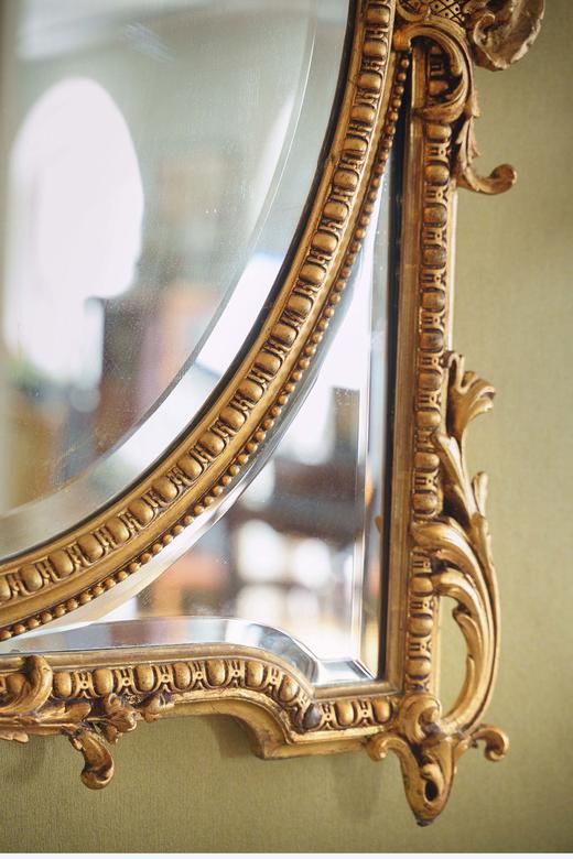 独角鹿西洋古董1880年代法国出品古典天使花蔓主题鎏金灰墁浮雕木质大型挂镜 商品图6