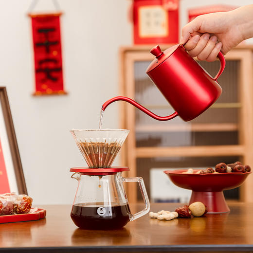 泰摩 中国红全套手冲咖啡礼盒 磨豆机咖啡壶器具圣诞节日送礼之选 商品图5