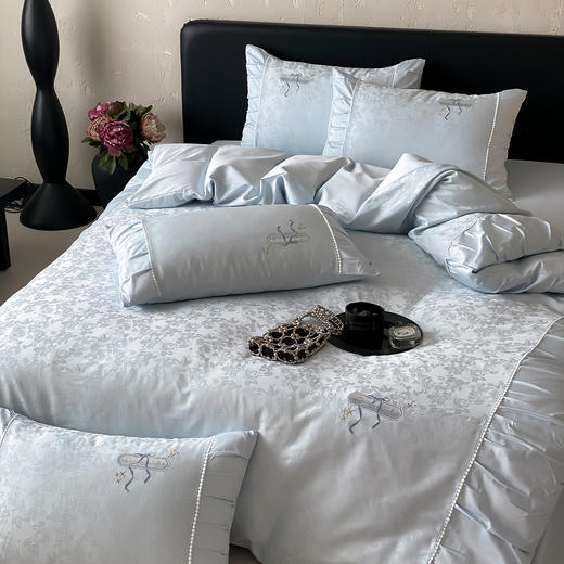 【热卖推荐】自然醒50支全棉提花四件套-晨露微光AN 商品图13