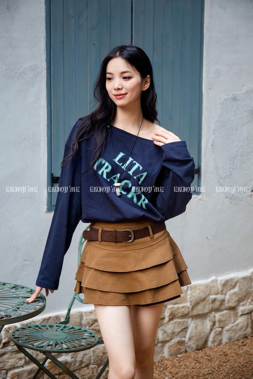 【门店同款】ENJOY秋季“浮光织影”设计感斜肩T 164899382 商品图2