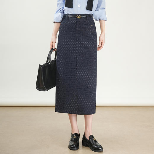 QYM 95838-Y西装半身裙高腰包臀裙气质开衩一步裙 商品图1
