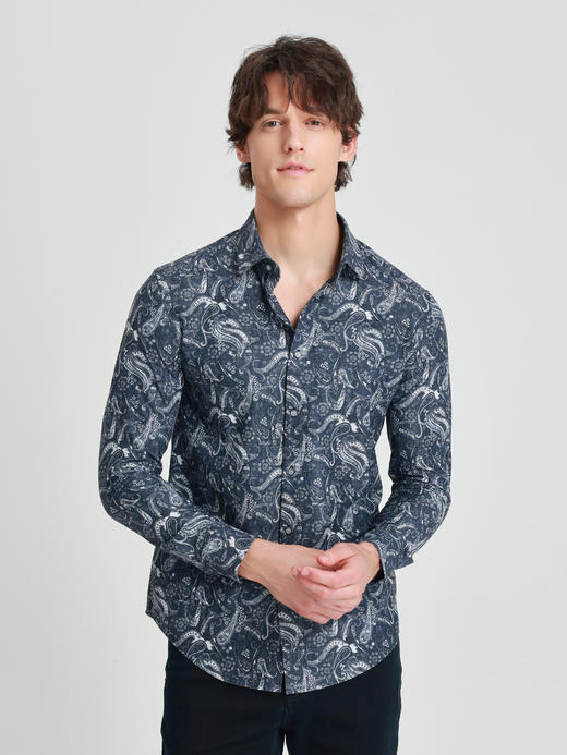 callisto星空蓝休闲长袖衬衫 商品图2