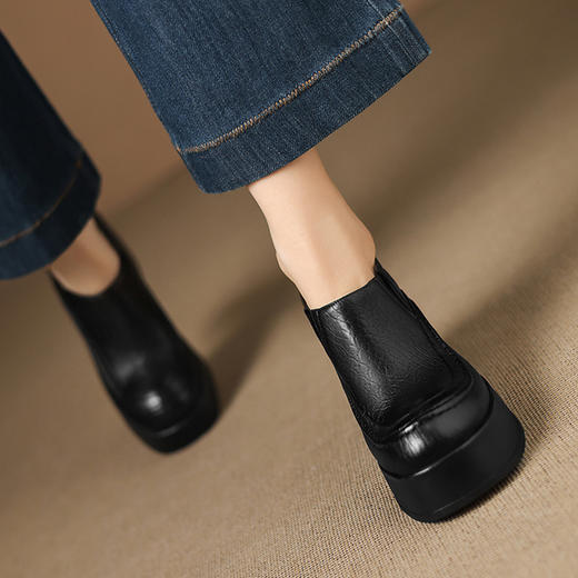 OLD A1365防水台高跟鞋小皮鞋气质深口单鞋 商品图1