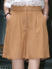 TYNVIE 扇贝腰褶A字短裤 - 卡其色 商品缩略图0