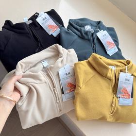 2025秋冬新款一体绒半拉链休闲抓绒长袖打底衫摇粒绒卫衣情侣男女款！