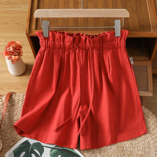 GYH 888纯色休闲宽松阔腿裤薄款松紧腰简约五分裤 商品图2