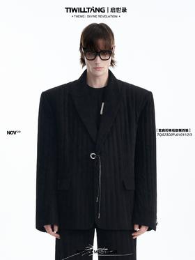 TIWILLTANG启世录“域径衍迹”宽肩高级感绗棉枪驳领休闲西装外套