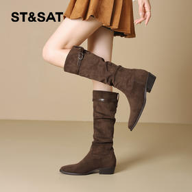 星期六时尚美拉德粗跟显瘦堆堆靴SSD4117T2P