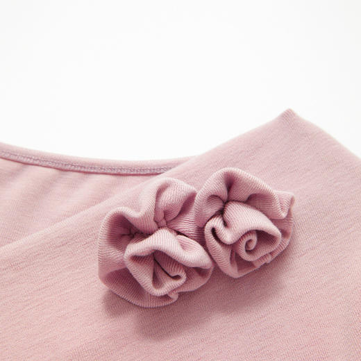 西遇立体玫瑰荡领针织连衣裙女秋假两件拼接修身显瘦长袖长裙V3151250 商品图5