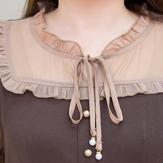 QYM J5C506-Y假两件连衣裙时尚拼结中长款长袖裙 商品图3