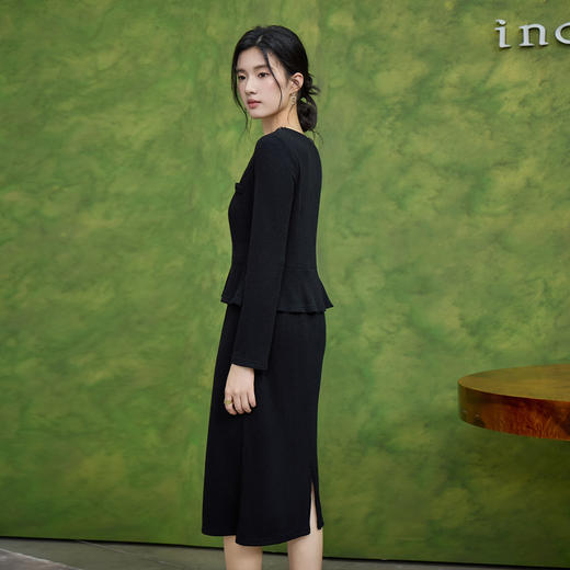 奢姿大码女装2025秋季减龄荷叶边假两件拼接连衣裙胖妹妹时尚裙子9953894246 商品图3