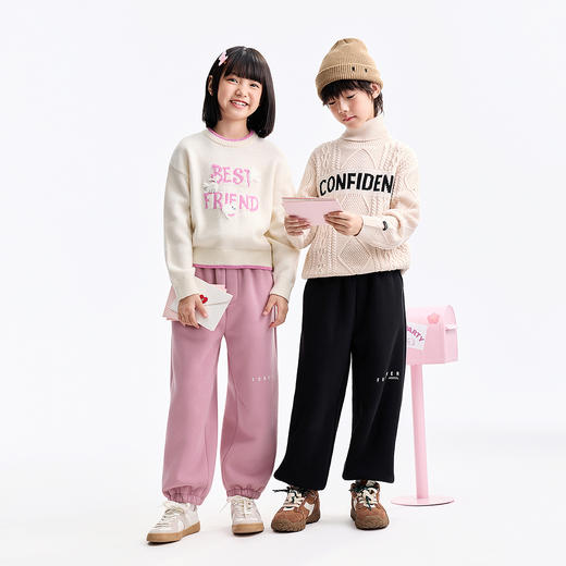 男女童全腰针织夹裤冬季新款安奈儿童装EM546593 商品图3