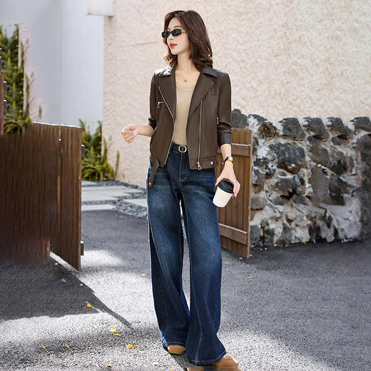 HR ZRX6602机车风皮衣洋气小众水洗皮夹克外套 商品图3