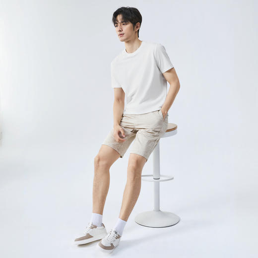 【度假系列】柒牌短袖T恤男夏季新款满身提花时尚休闲圆领体恤衫128T70800 商品图3