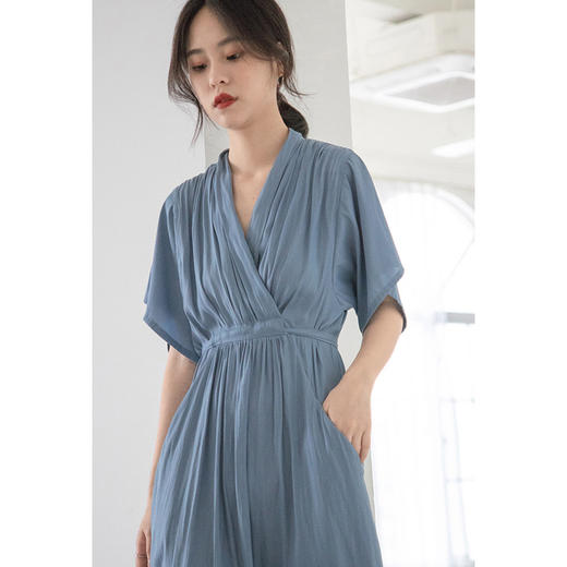 OLrain欧芮儿夏日清爽蓝色连衣裙海边度假必备显瘦仙女裙 商品图2