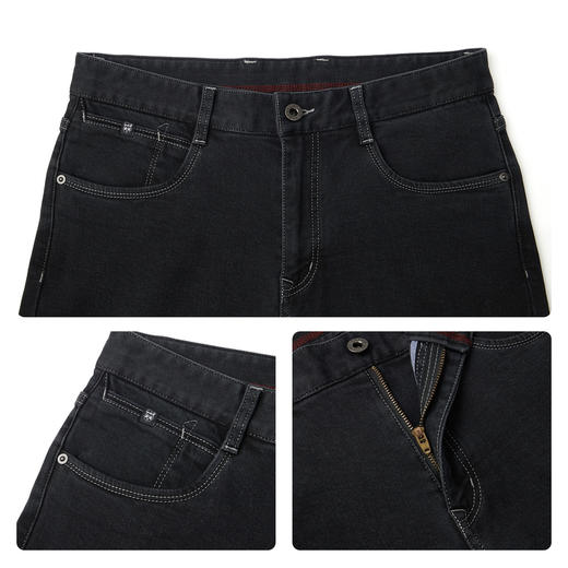 【含羊毛】柒牌高弹牛仔裤2025冬季新品内磨毛直通修身潮流长裤子129H71720 商品图3