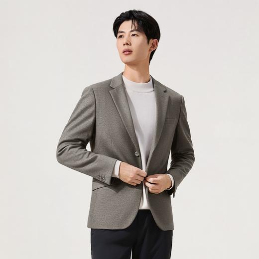 【含羊毛】柒牌休闲西服2025秋季平驳领针织肌理抗皱简约青年单西129C70230 商品图1