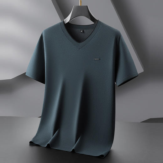 【DPF】大依优型大码V领短袖毛衣男士针织衫秋季新款宽松时尚商务休闲鸡心领针织打底衫短袖 商品图1