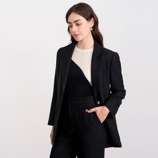 EITIE爱特爱冬季新款气质通勤修身显瘦干练100%绵羊毛毛呢西装外套603301 商品图8