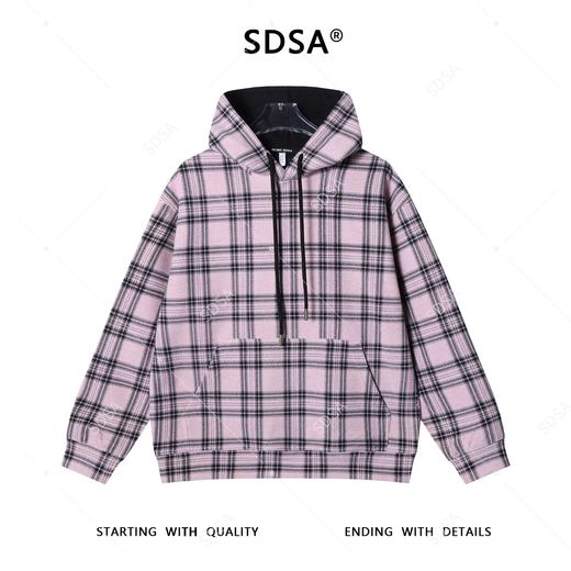 WY1048SDSA男士秋冬新款痞帅男装复古格子连帽卫衣宽松休闲百搭套头上衣 商品图0