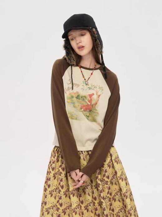 local tag/lt25awk05/快乐农场小屋 手绘印花插肩长袖上衣 商品图1