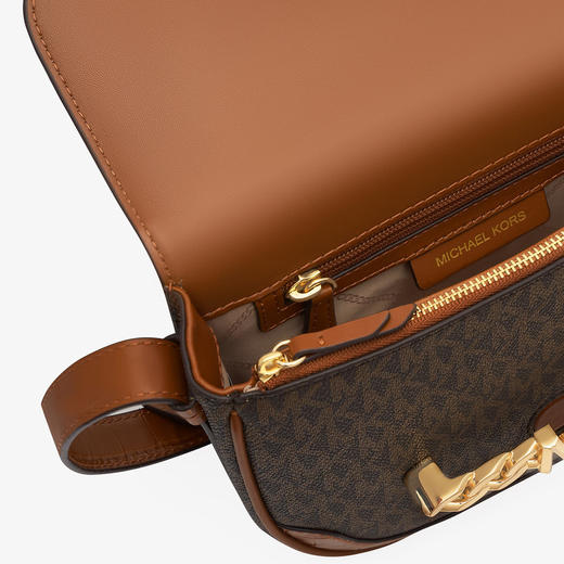 194900725931 迈克高仕MICHAEL KORS MK【品牌质保】Hally 中号老花皮质马鞍包斜挎单肩包【22*6*18cm】 商品图3