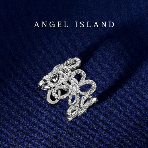 ANGEL ISLAND「洛拉Lola」镂空花朵锆石可调节开口戒指 商品图2