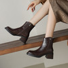 阿么手工女鞋方头高跟瘦瘦靴女不累脚2025新款复古真皮短靴6.5CM 商品缩略图2