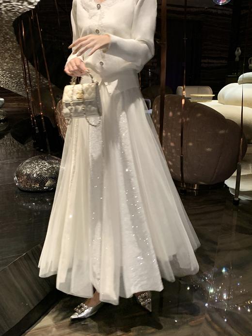 张心子【白月皎洁】温柔百搭仙气亮片网纱半身裙 U2509038 商品图1