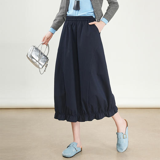 QYM 95836-Y松紧高腰灯笼裙时尚休闲A字裙 商品图0