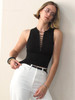 TR她热 御姐当道 黑色弹力修身系带辣妹带胸垫显瘦背心吊带 商品缩略图3