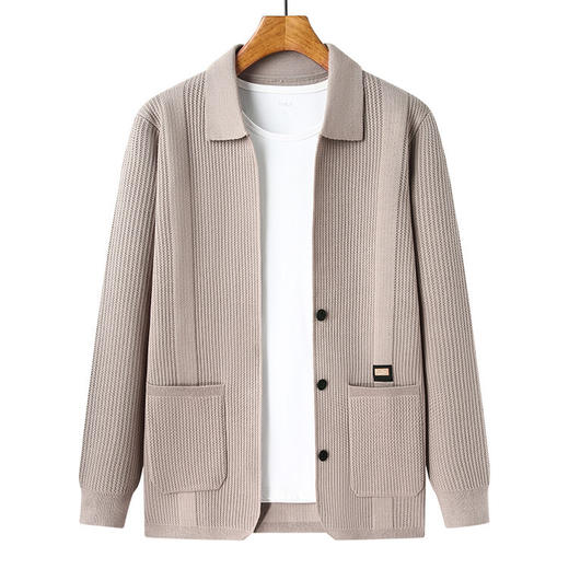 新款春秋季男士针织开衫毛衣外套休闲纯色简约百搭上衣男装 商品图4