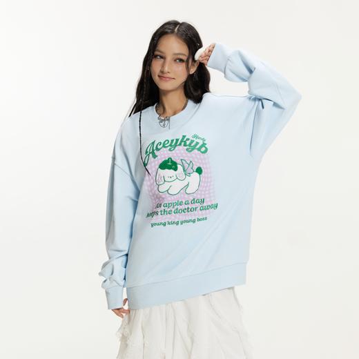 YKYB黄子韬 潮流毛巾绣可爱印花卫衣 宽松圆领全棉套头上衣长袖秋 商品图1