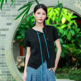 【夏季新品】墨逸流绡不规则短袖上衣 | 简约百搭T恤