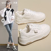 西遇面包小白鞋女新款秋季韩系百搭白色系带休闲鞋子厚底板鞋K0057156 商品缩略图3