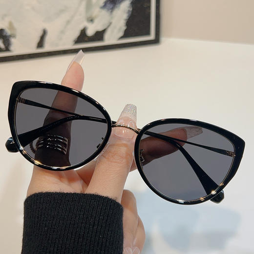 【新款时尚猫眼墨镜】女款高级感偏光太阳镜 显脸小防晒防紫外线潮 国庆五一出游 商品图0