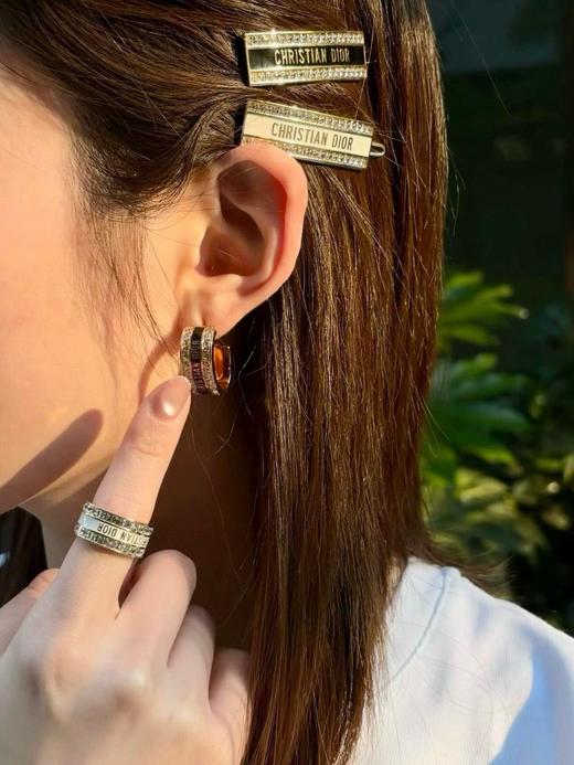 迪奥 双排方钻珐琅字母耳钉（XK） 商品图5