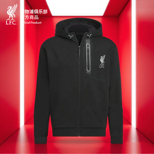 【官方正版】利物浦俱乐部 | 黑色针织连帽外套百搭拉链长袖 商品图0