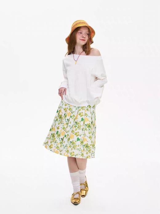 local tag/It25ssk12/Lily of the Valley 铃兰浮雕压花 一字肩 商品图3