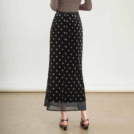 QYM 95833-Y金丝绒网纱拼结鱼尾裙高腰包臀中长裙 商品图2