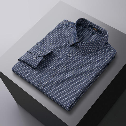 罗蒙春秋长袖格子衬衫男士亲肤柔软商务风气质上班通勤男士衬衣 商品图8